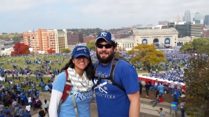 Paul and wife Amelia at Union Station for the Royals parade 2015